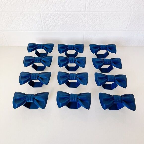 Stylish Bow Napkin Rings – Navy Blue - Handmade - Wedding Party Event Planner - Picture 11 of 13